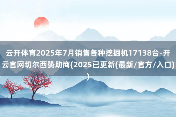 云开体育2025年7月销售各种挖掘机17138台-开云官网切尔西赞助商(2025已更新(最新/官方/入口)